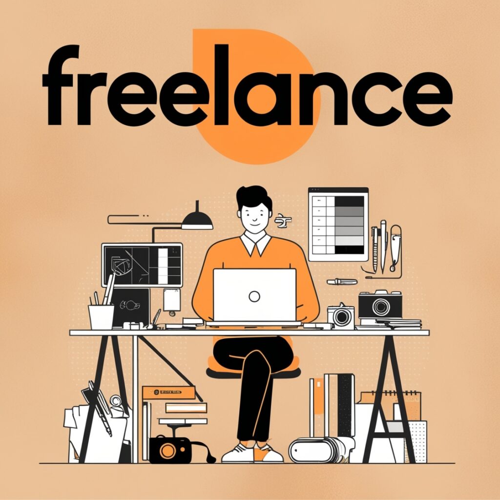 Freelancer Working Remotely on Laptop - Online Freelance Work