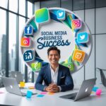 Business owner leveraging social media marketing for growth and success.
