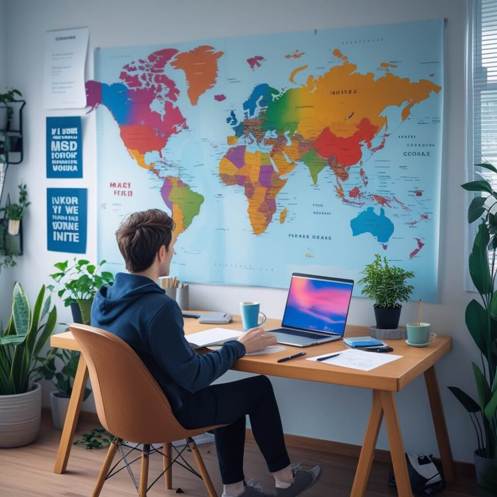 Freelancer successfully managing tasks and projects remotely