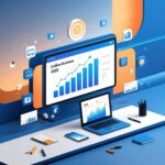 A guidebook or digital blueprint with the title 'How to Build a Successful Online Business in 2025' showing strategic planning elements like marketing, technology, and entrepreneurship.