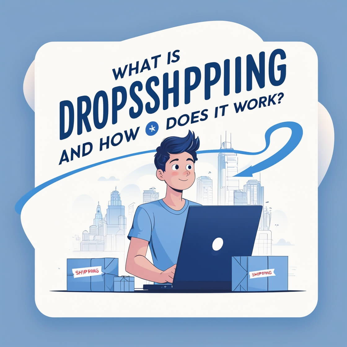 An entrepreneur managing an online dropshipping store with a laptop, analyzing sales and supplier data.