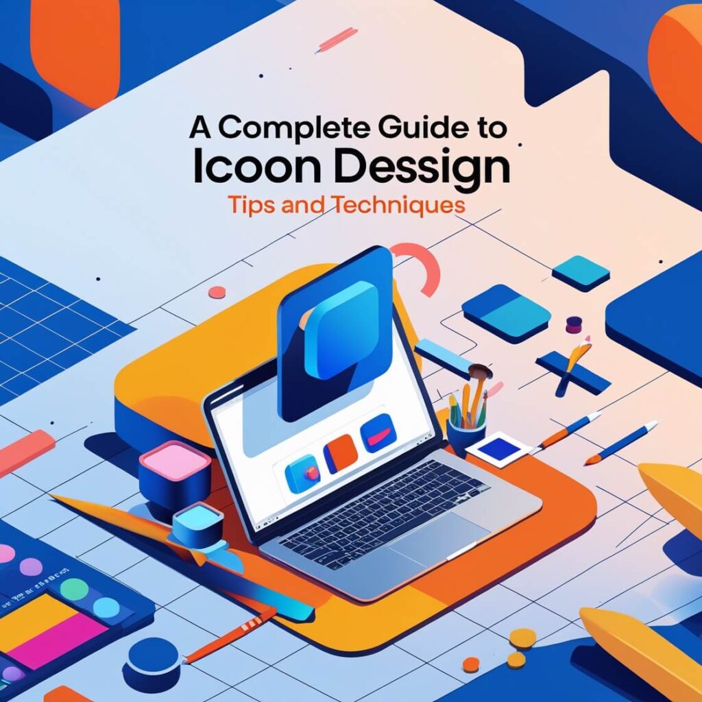 An artist designing a set of vector icons on a digital tablet, showcasing various icon styles and grids.